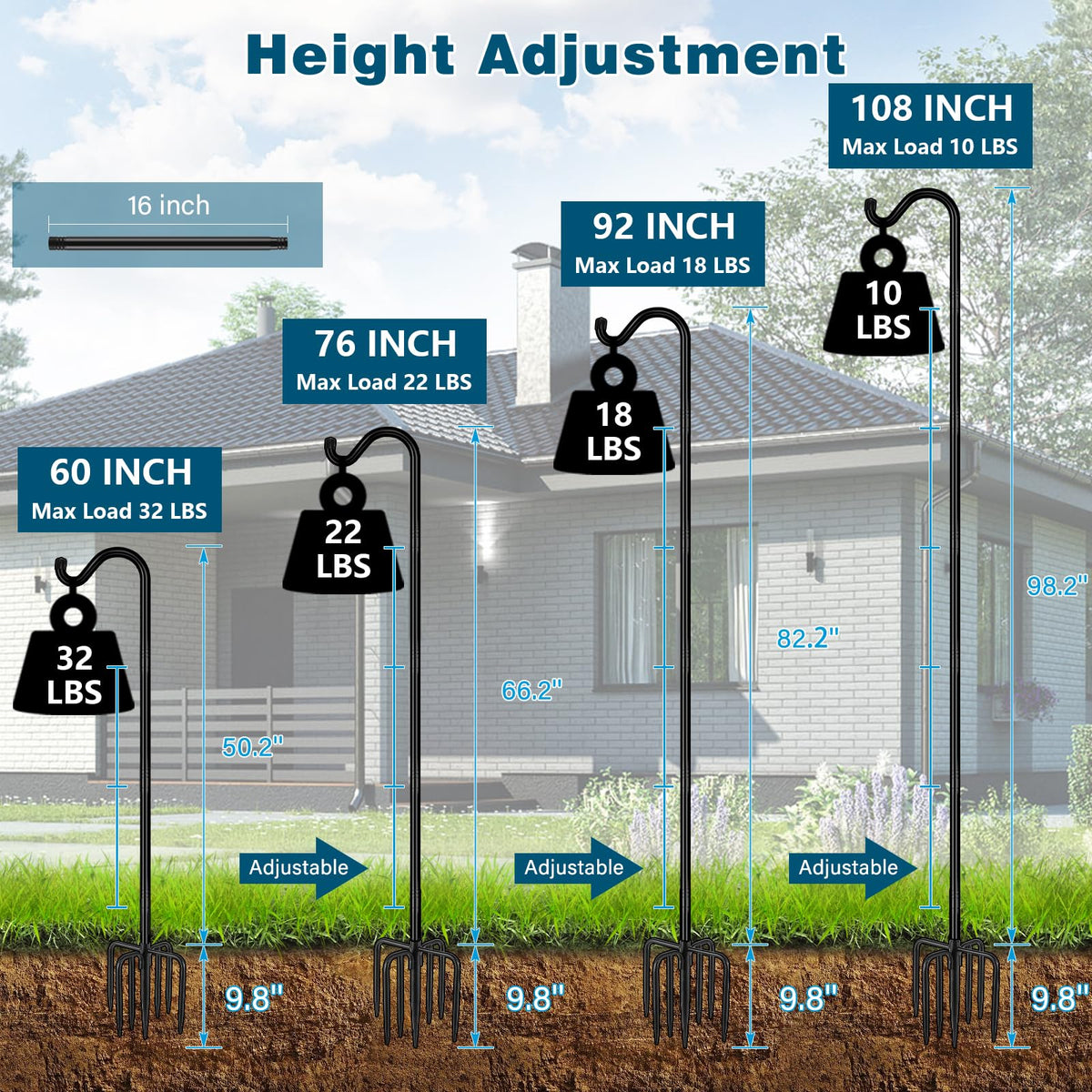 Gtongoko heavy-duty bird feeder pole stand for outdoor gardens and patios.