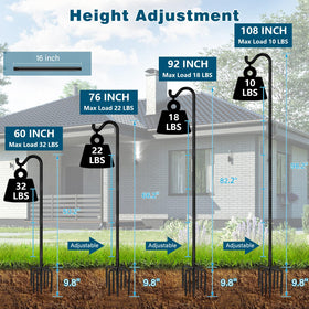 Gtongoko adjustable-height pole lets you set 76, 60, or 44 inches for versatility.
