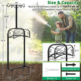 Gtongoko 4-prong base holds hoses upright and organized.