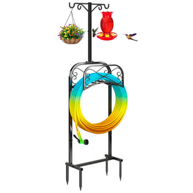 Gtongoko hose holder with 70in base stabilizes outdoor storage for long hoses.