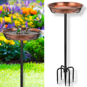 Gtongoko metal birdbath with 12-inch bowl for durable outdoor use and stability
