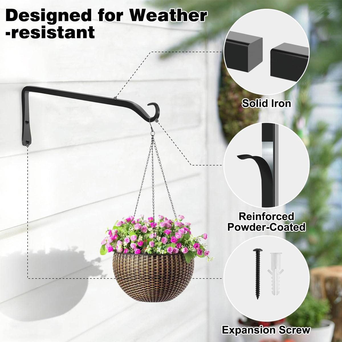 Gtongoko outdoor plant bracket anchors baskets on walls with retro style.