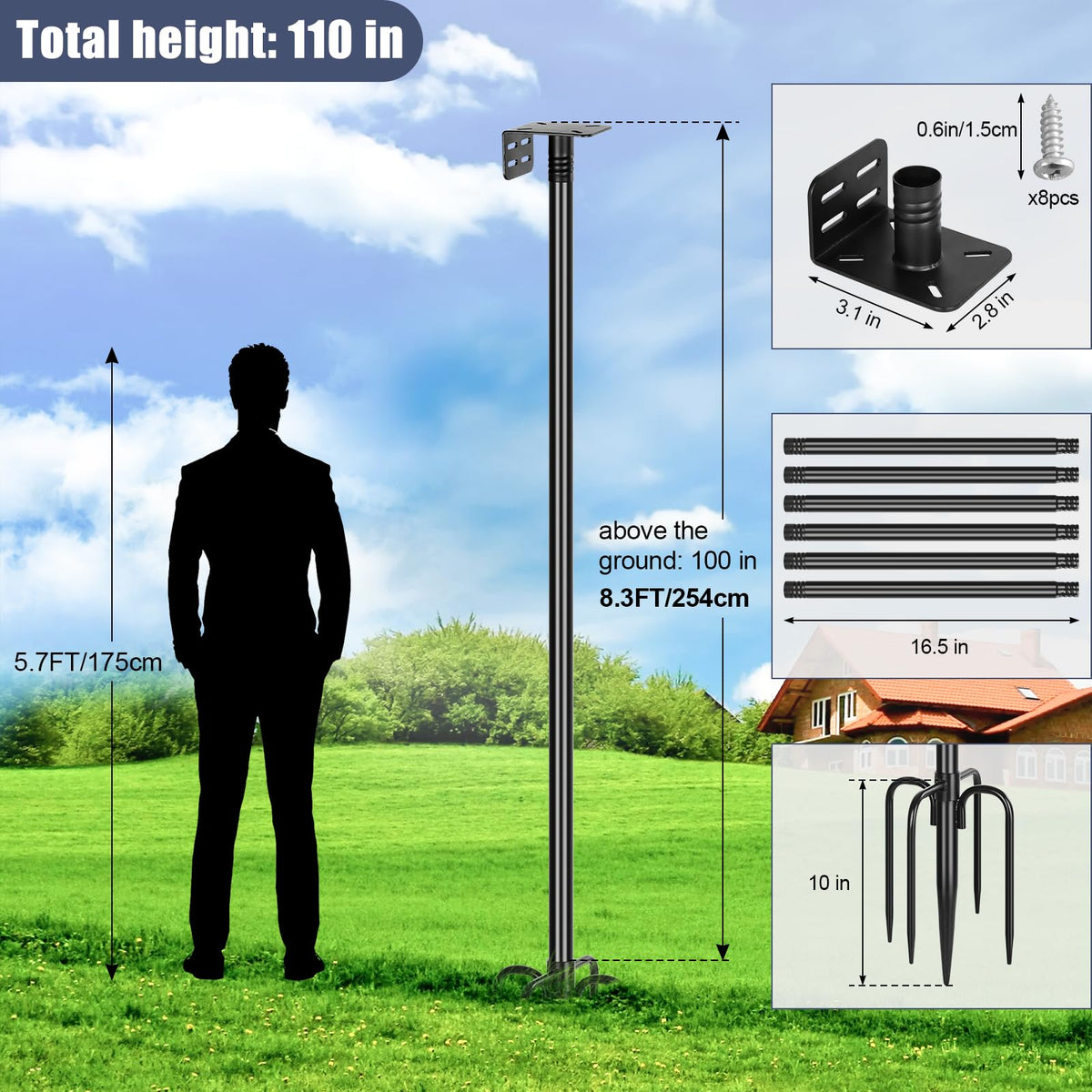 Gtongoko weather-resistant coating protects the pole in sun and rain
