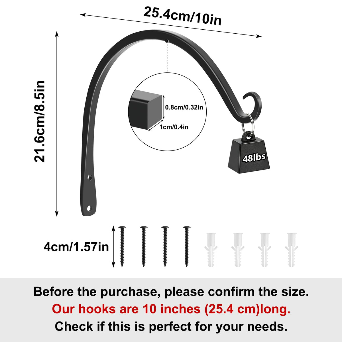 Gtongoko outdoor plant hanger in metal with anti-rust coating for longevity