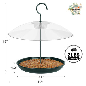 Gtongoko platform bird feeder highlighting 2 lb seed capacity for extended use