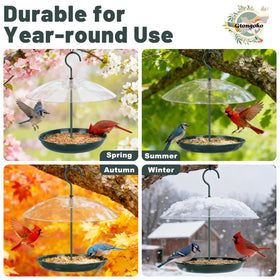 Gtongoko platform bird feeder in green blending with garden decor