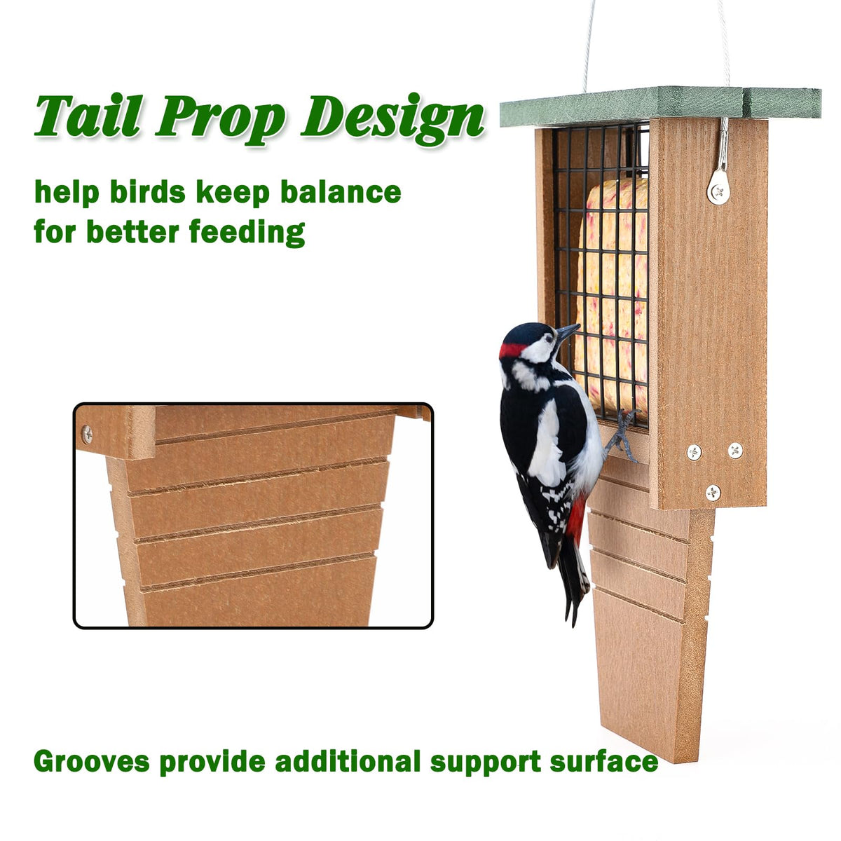 Gtongoko suet feeder with removable top lid for easy refills.