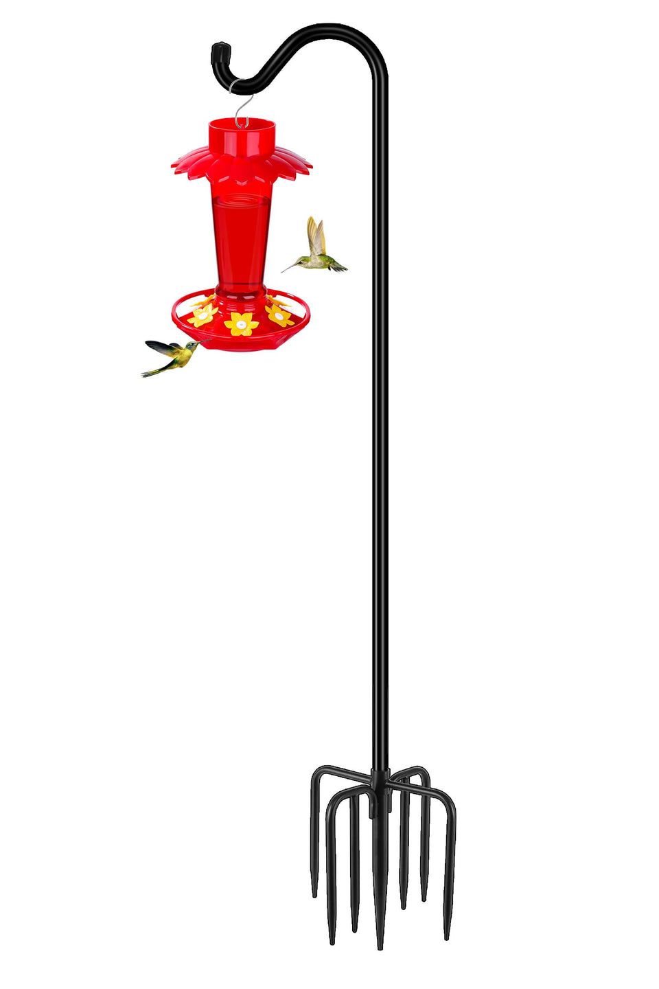 Gtongoko shepherd hooks with 7-prong base provide sturdy stability for hanging feeders and decor.