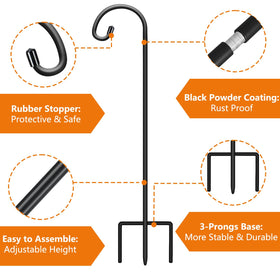 Gtongoko shepherds hook 3-prong base enhances stability for windy patios.