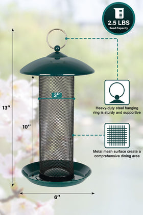 Gtongoko metal squirrel-proof feeder deters pests while protecting seeds outdoors.