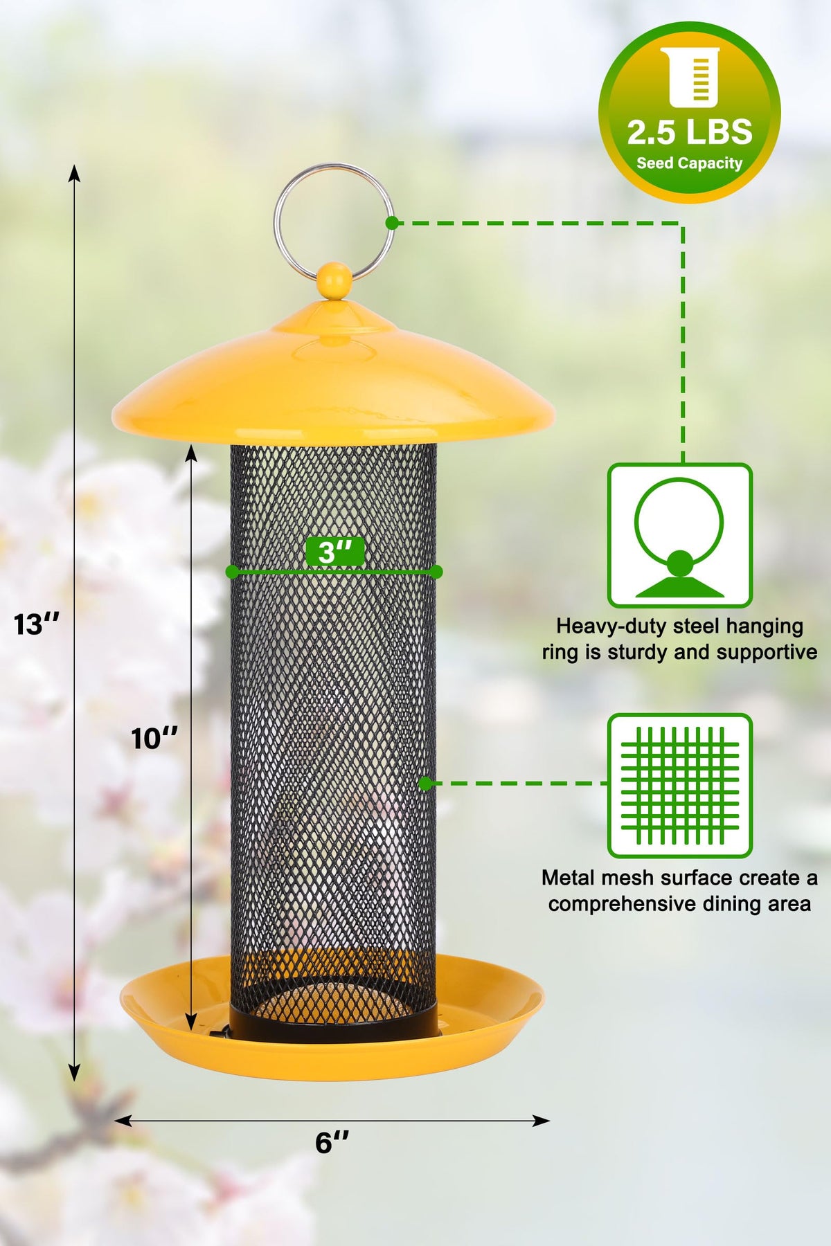 Gtongoko squirrel-proof metal mesh keeps seed secure from nibbling critters.