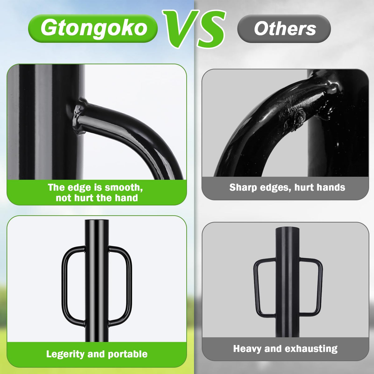 Gtongoko steel construction with anti-rust coating for long-lasting outdoor use.