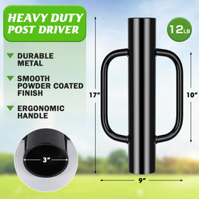 Gtongoko T-post driver with 17.3-inch dimensions for stable post placement.