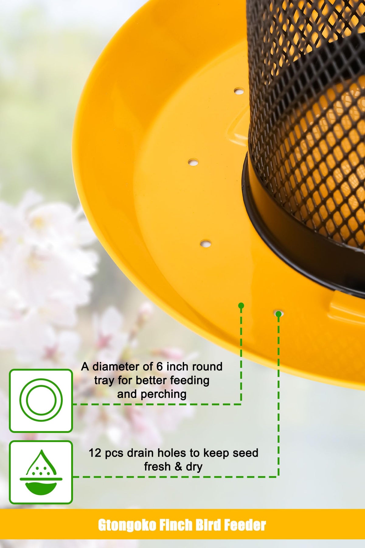 Gtongoko thistle and Nyjer seed feeder designed for lively clinging birds.