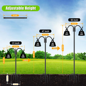 Gtongoko two-pack shepherds hook, 63-inch tall, easy installation in lawn or garden.