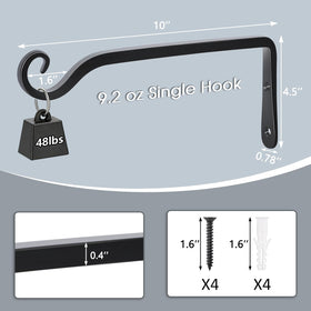 Gtongoko wall-mount plant hook in black for indoor or outdoor use.