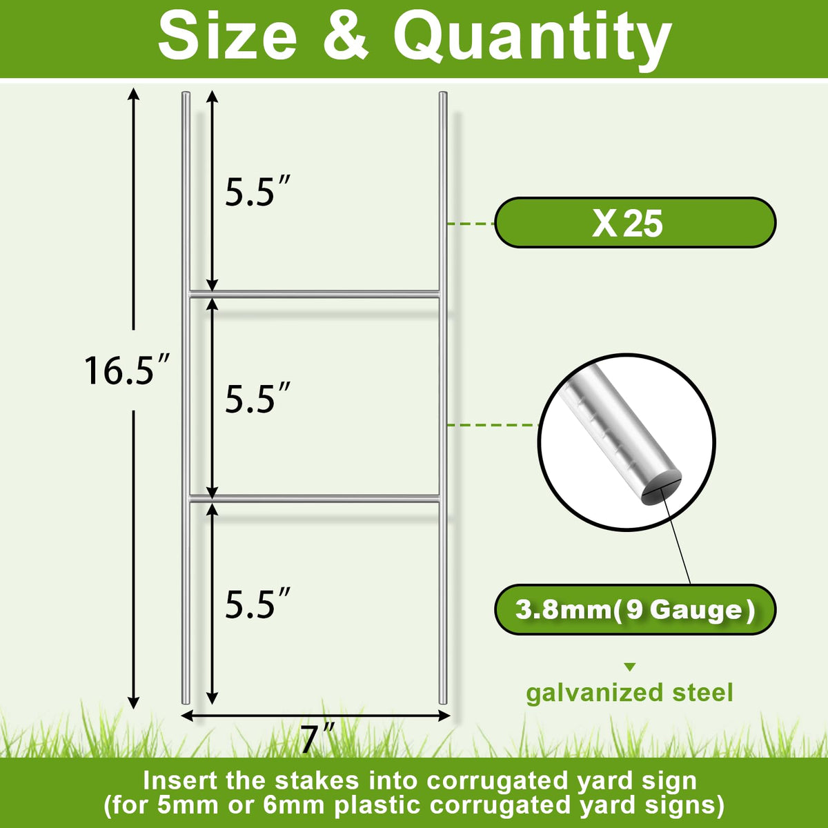 Gtongoko durable 9-gauge frame stakes ready for long-term outdoor ads