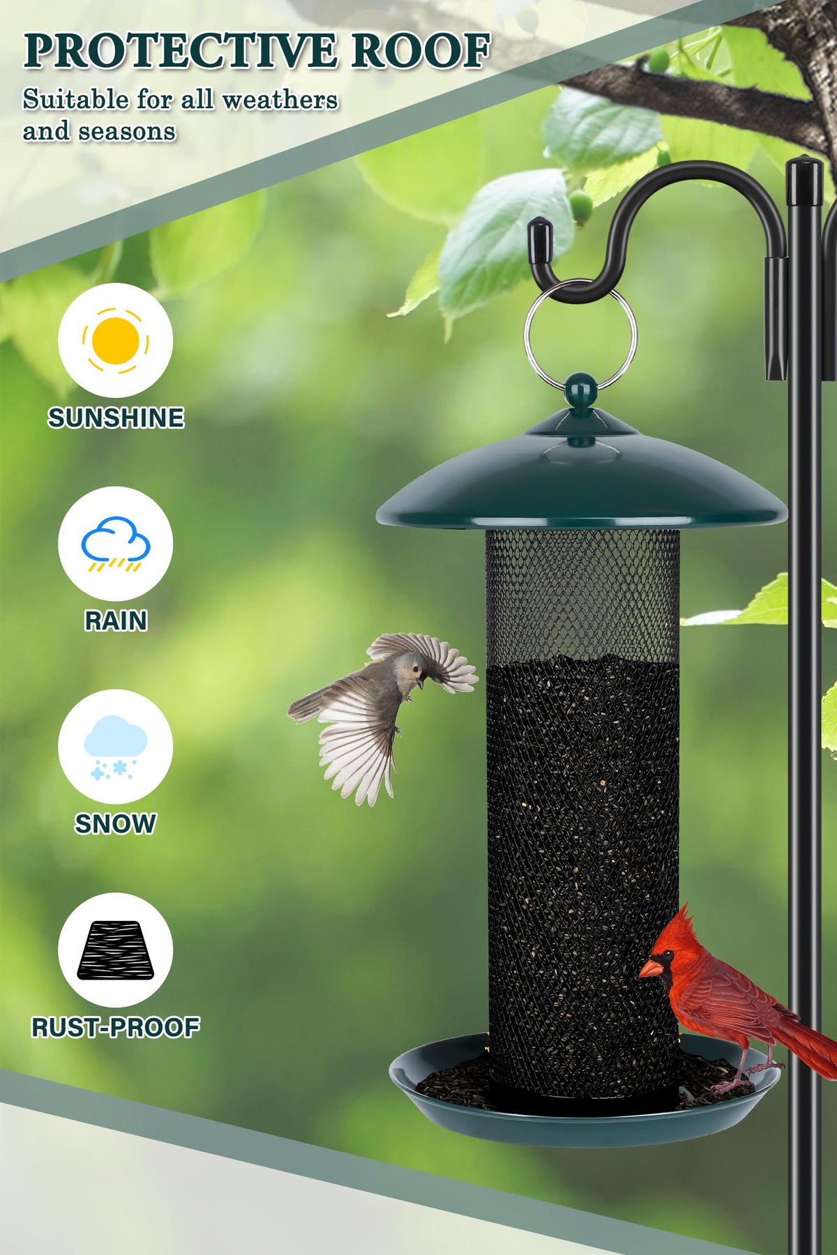 Gtongoko Wide-mouth Thistle NYJER Seed Feeder, easy filling and quick seed access.