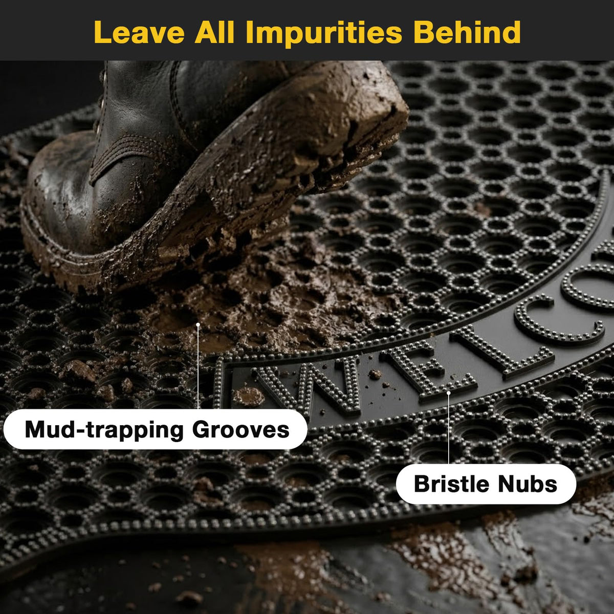 GTRY mud-scrape bristle-nubs remove dirt before indoor entry