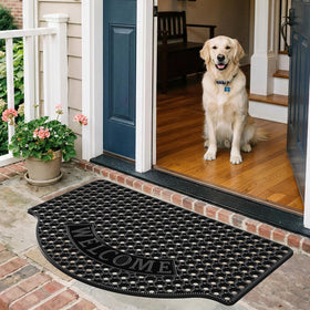 GTRY welcome mat with drainage holes keeps entry dry after rain