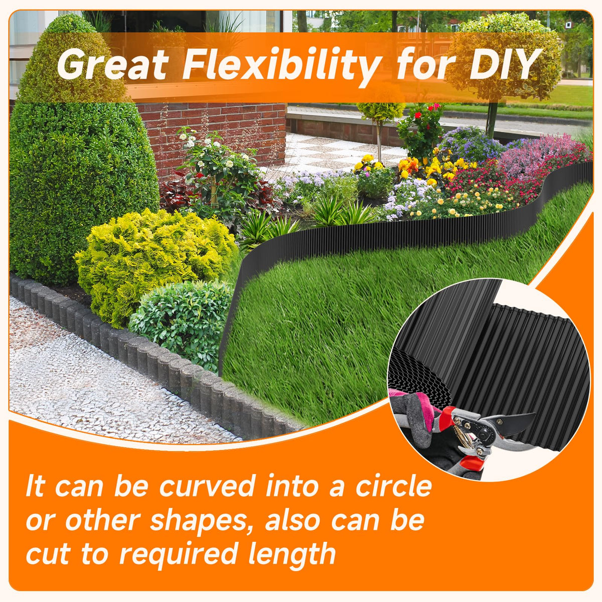 GTSABWAY metal edge with rolled top for safe family-friendly boundaries.