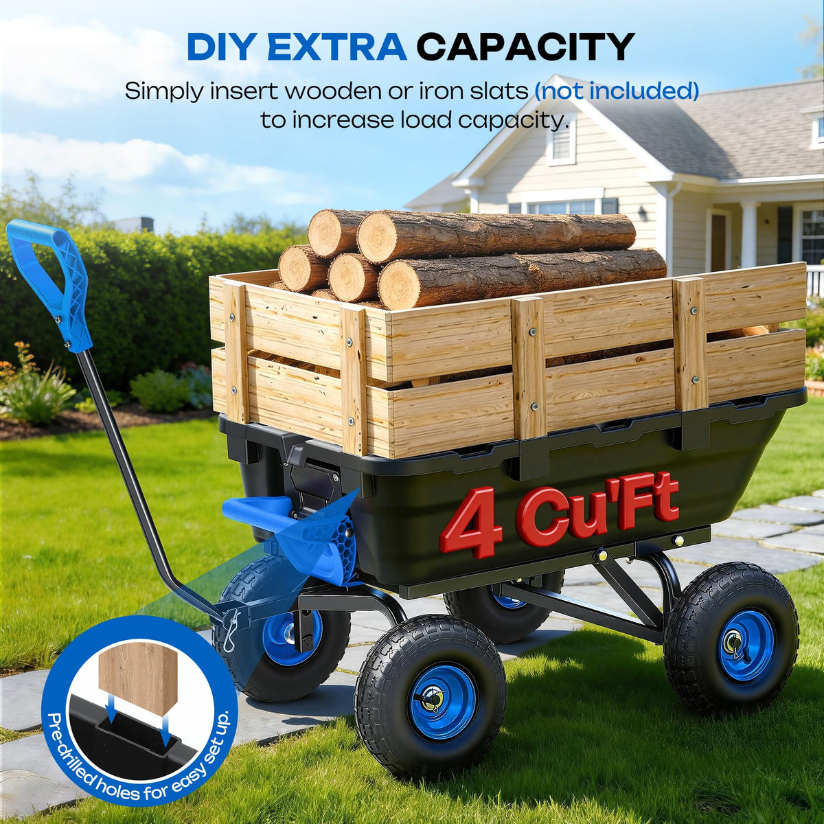 GTTYD Autodaya 900LB cart on gravel showcasing smooth pneumatic tire performance.