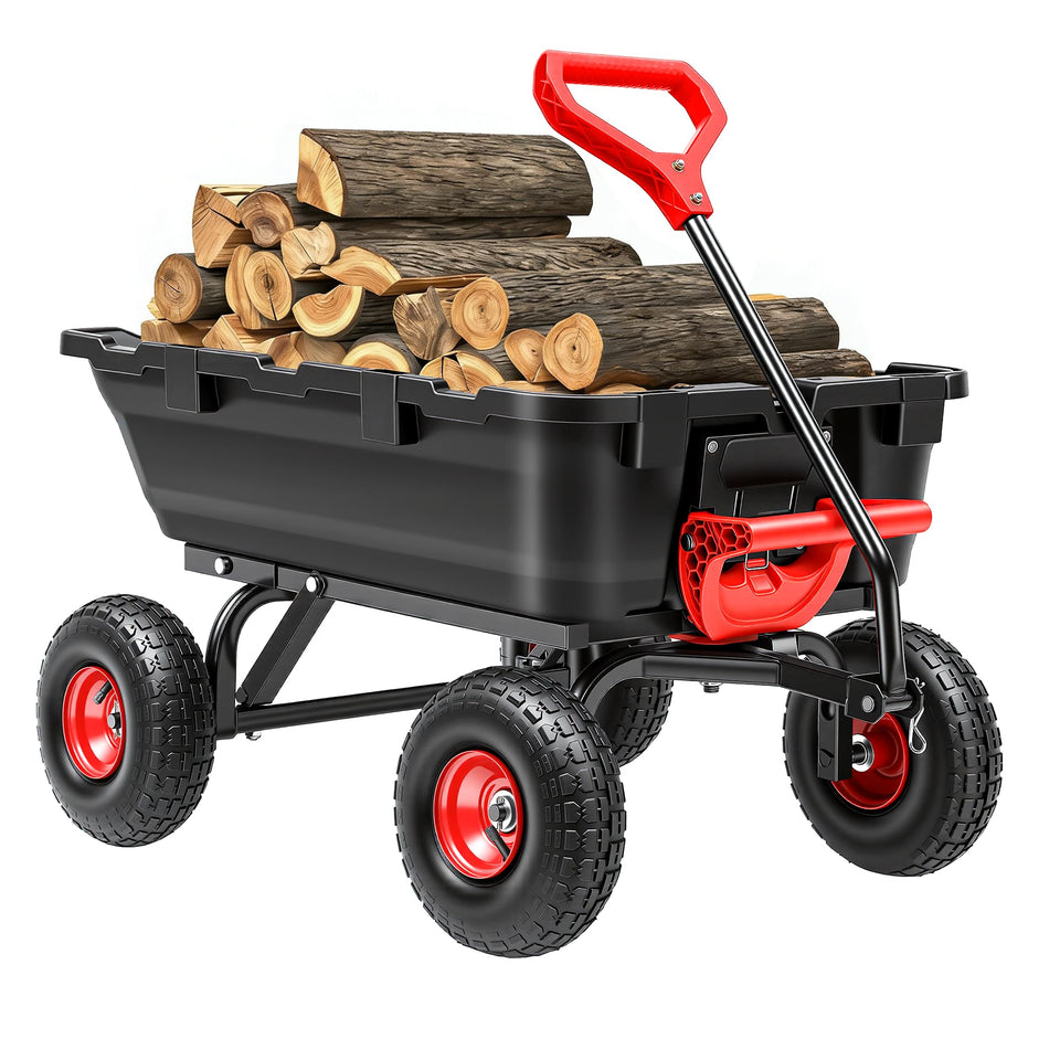 GTTYD Autodaya 900LB cart with 10-inch tires provides smooth riding on grass