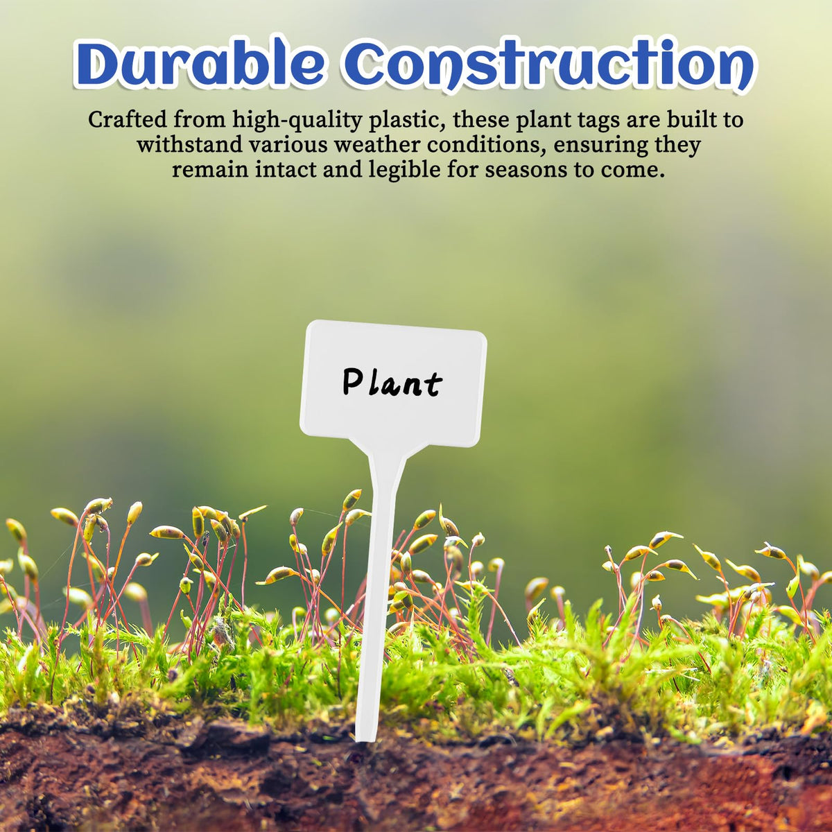 Gtziqa white T-type nursery stake stands up to outdoor use and easy soil insertion.