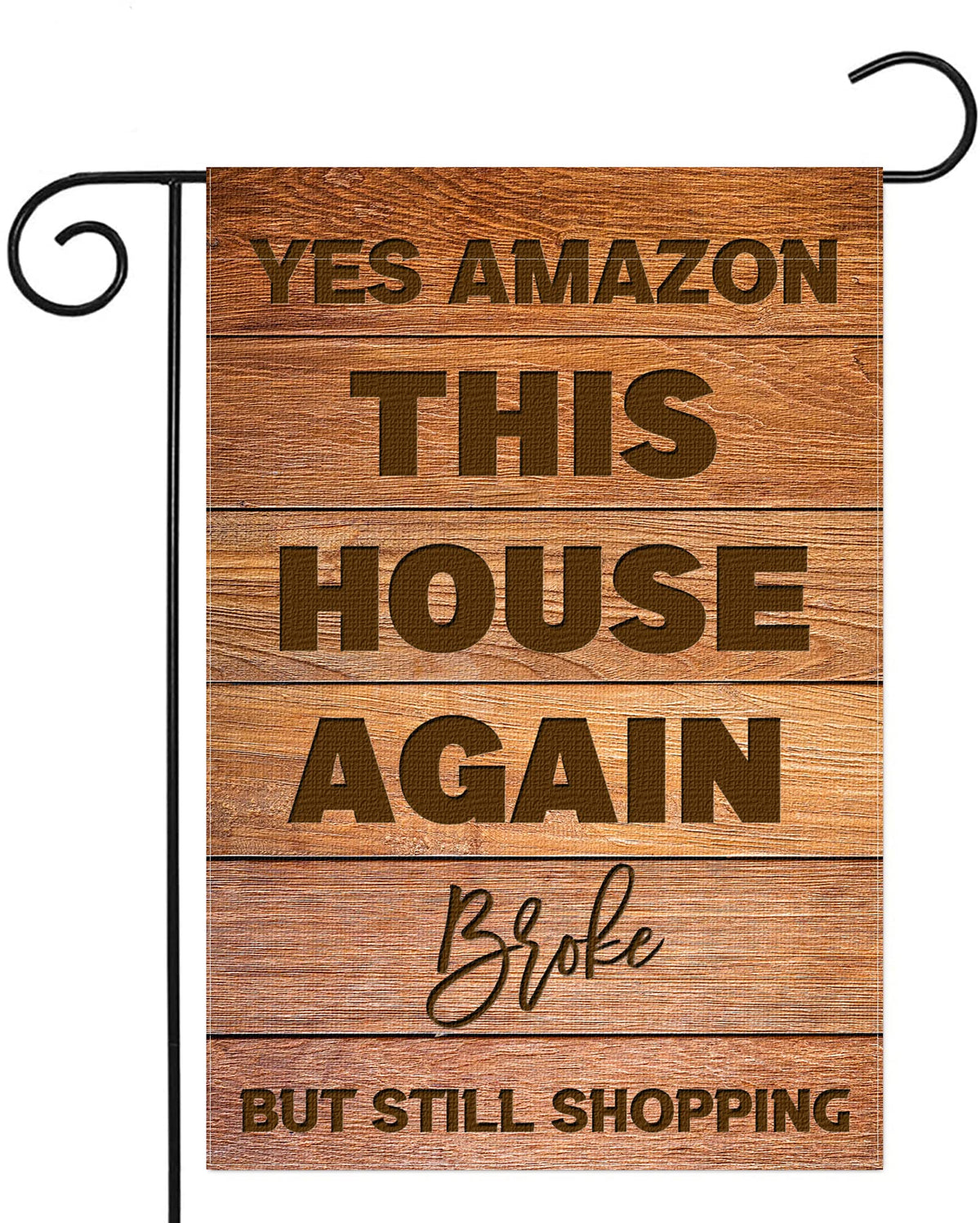 Guaikeai funny garden flag with rustic wood background adds farmhouse curb appeal.