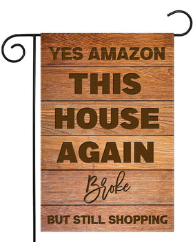 Guaikeai funny garden flag with rustic wood background adds farmhouse curb appeal.