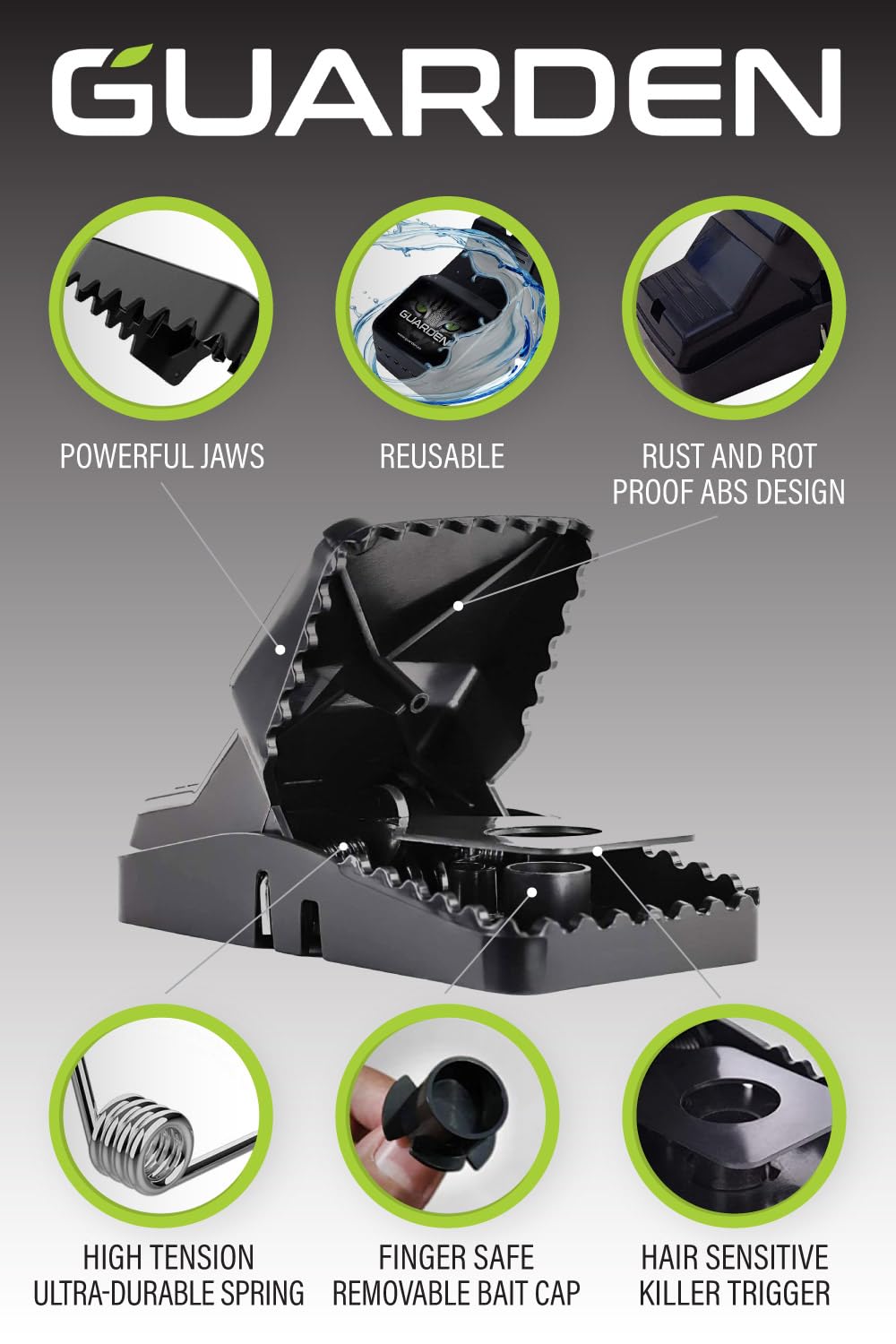 Guarden humane mechanism enables quick capture with minimal handling