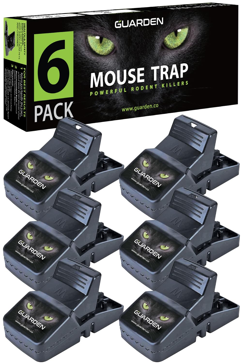 Guarden indoor mouse traps 6-pack ready for fast pest control at home