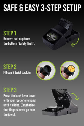 Guarden rat trap with humane mechanism for swift, humane rodent capture.