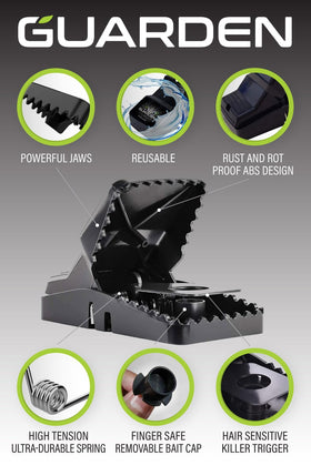 Guarden Rat Trap Six Pack outdoor use protects yards from pests.