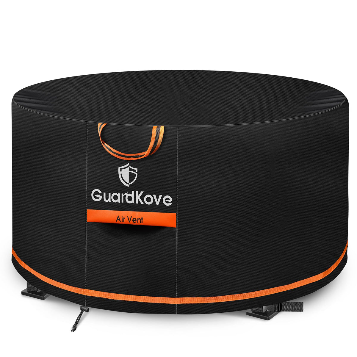 GuardKove 36-inch round fire pit cover front view protects from rain and sun