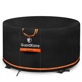 GuardKove 48-inch round fire pit cover, top view, built for durable outdoor protection.