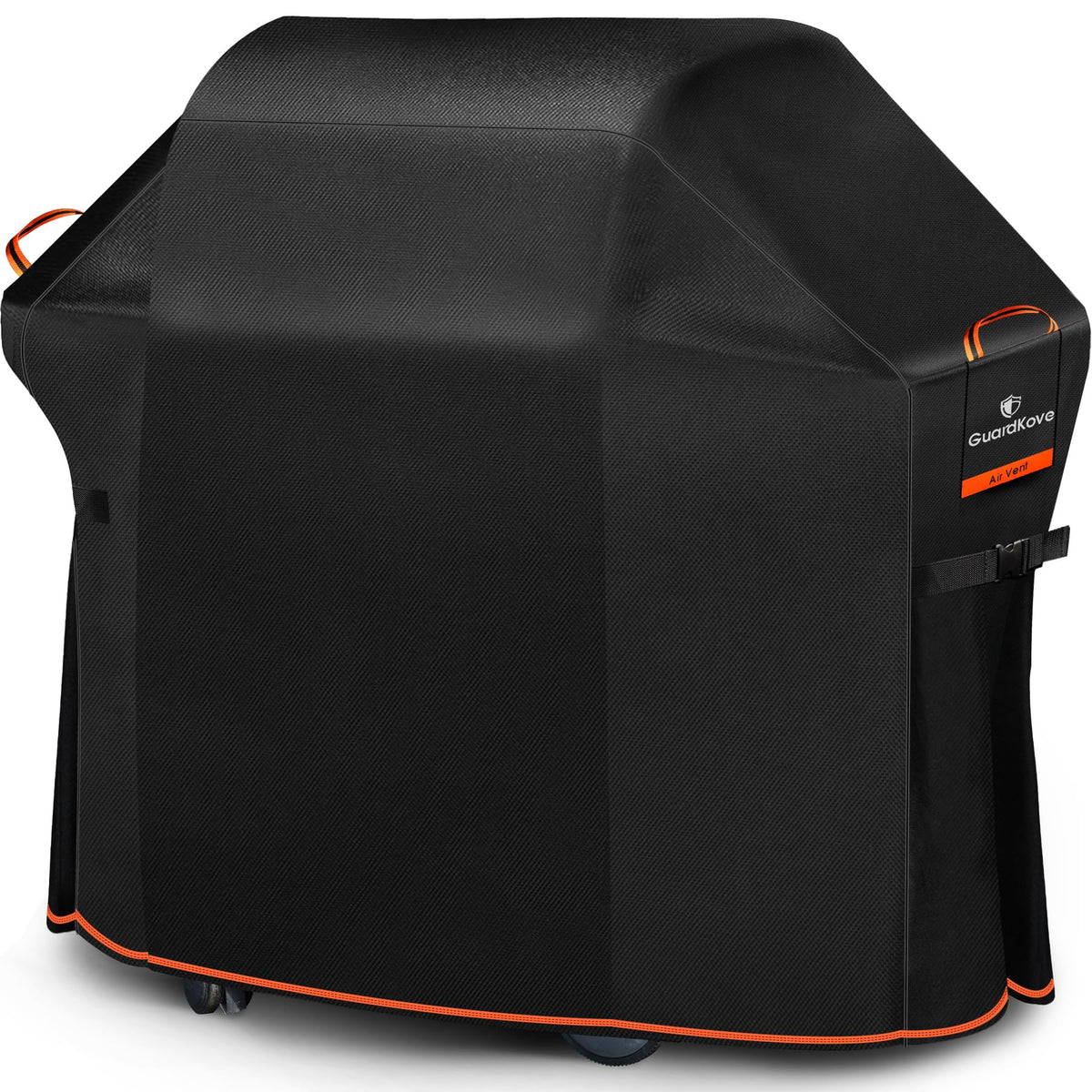 GuardKove 55-inch grill cover front view showing sturdy fit and weather protection.