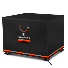 GuardKove 32in fire pit square cover front view protects against rain and wind.