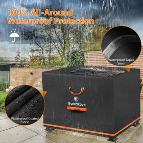 Waterproof fabric and sealed seams keep your fire pit dry.