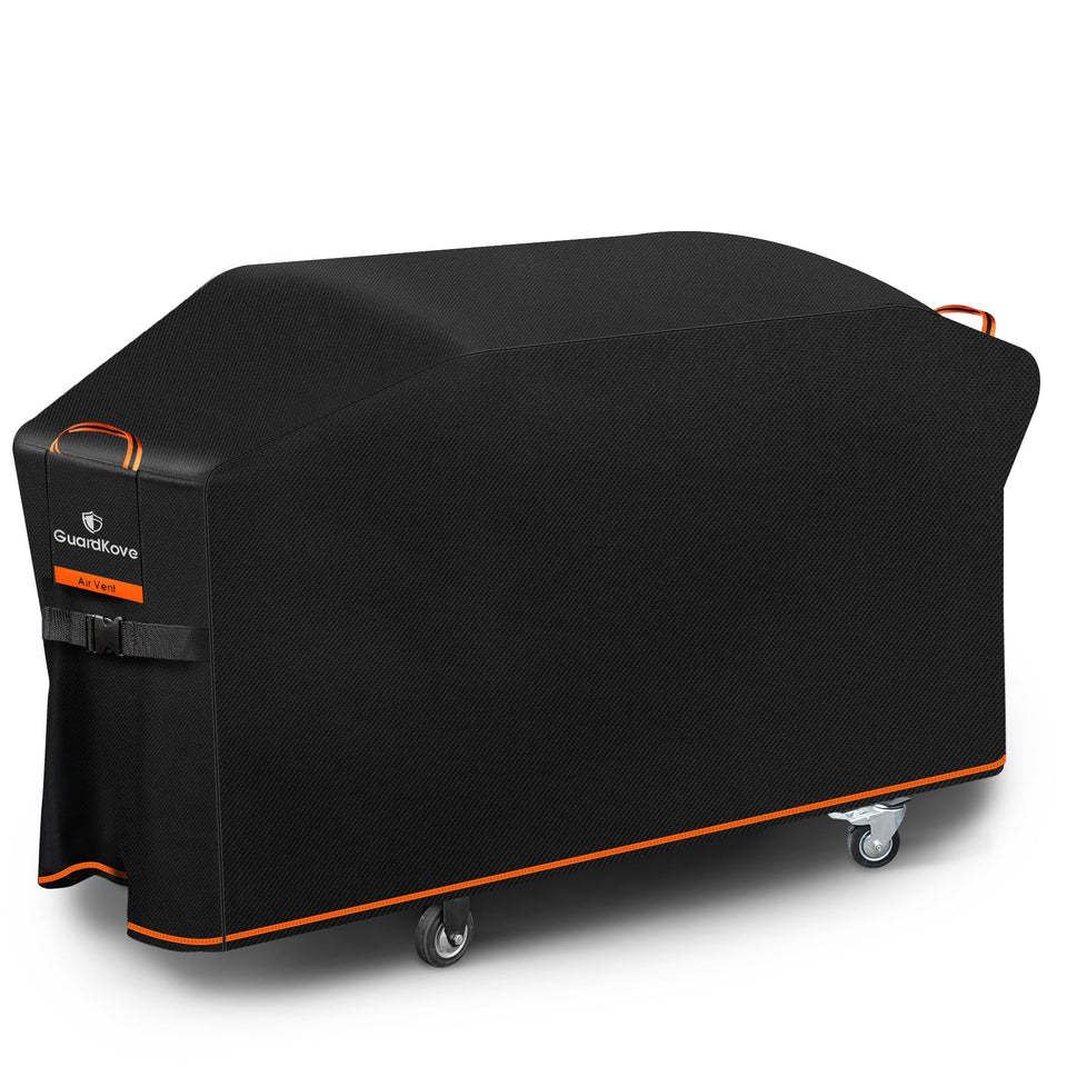 GuardKove griddle cover over a 36-inch hooded Blackstone for a secure fit.
