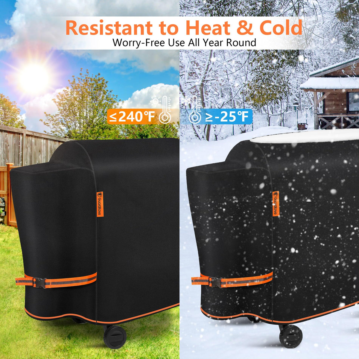 GuardKove orange accent adds modern appeal to grills.
