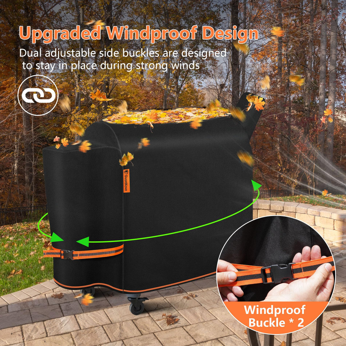 GuardKove orange accent design adds modern style to outdoor grilling gear.