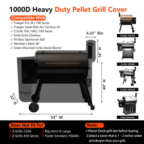 GuardKove waterproof pellet grill cover shields Traeger Pro 34 from rain and splashes.