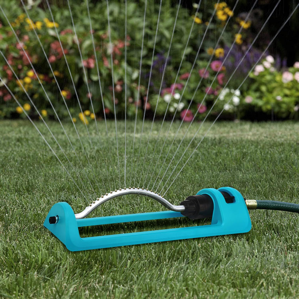 GUDWING lawn sprinkler with 18 brass nozzles delivering even coverage for lawns