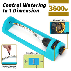 GUDWING sprinkler demonstrates adjustable water flow for wide or narrow zones