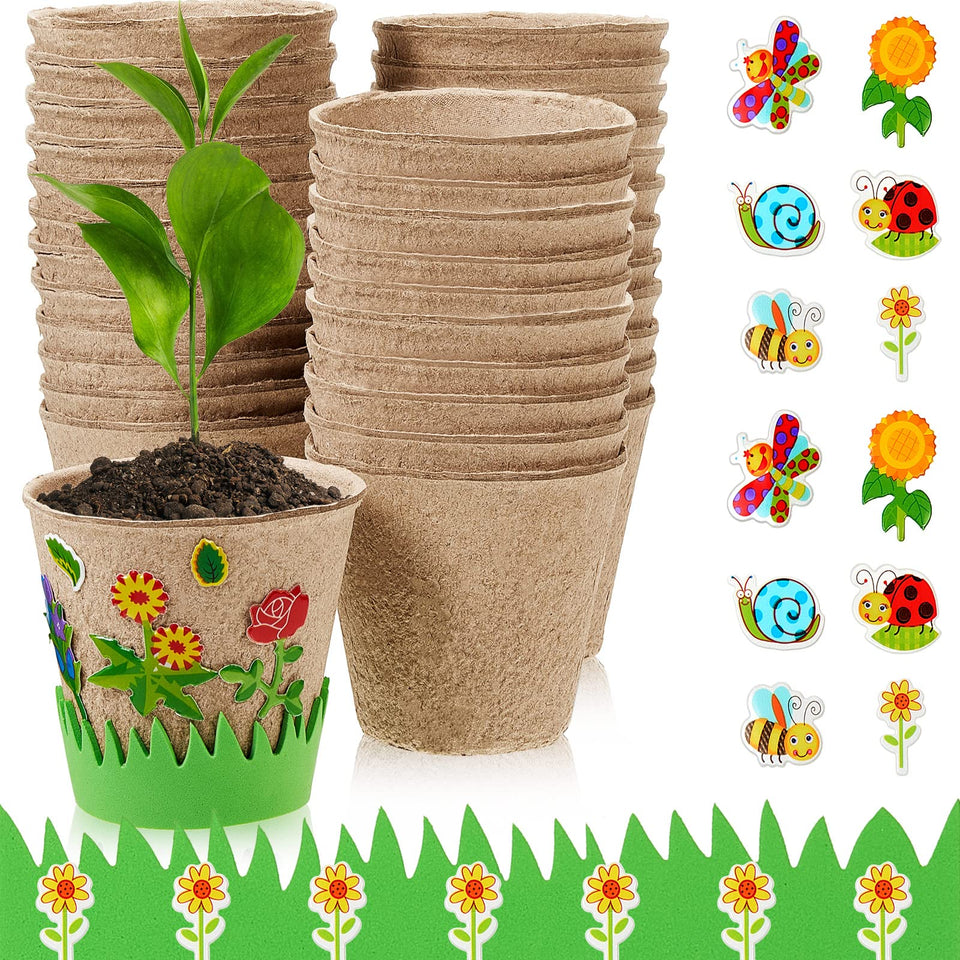 Gueevin garden paper pot kit with flowers for kids and classrooms