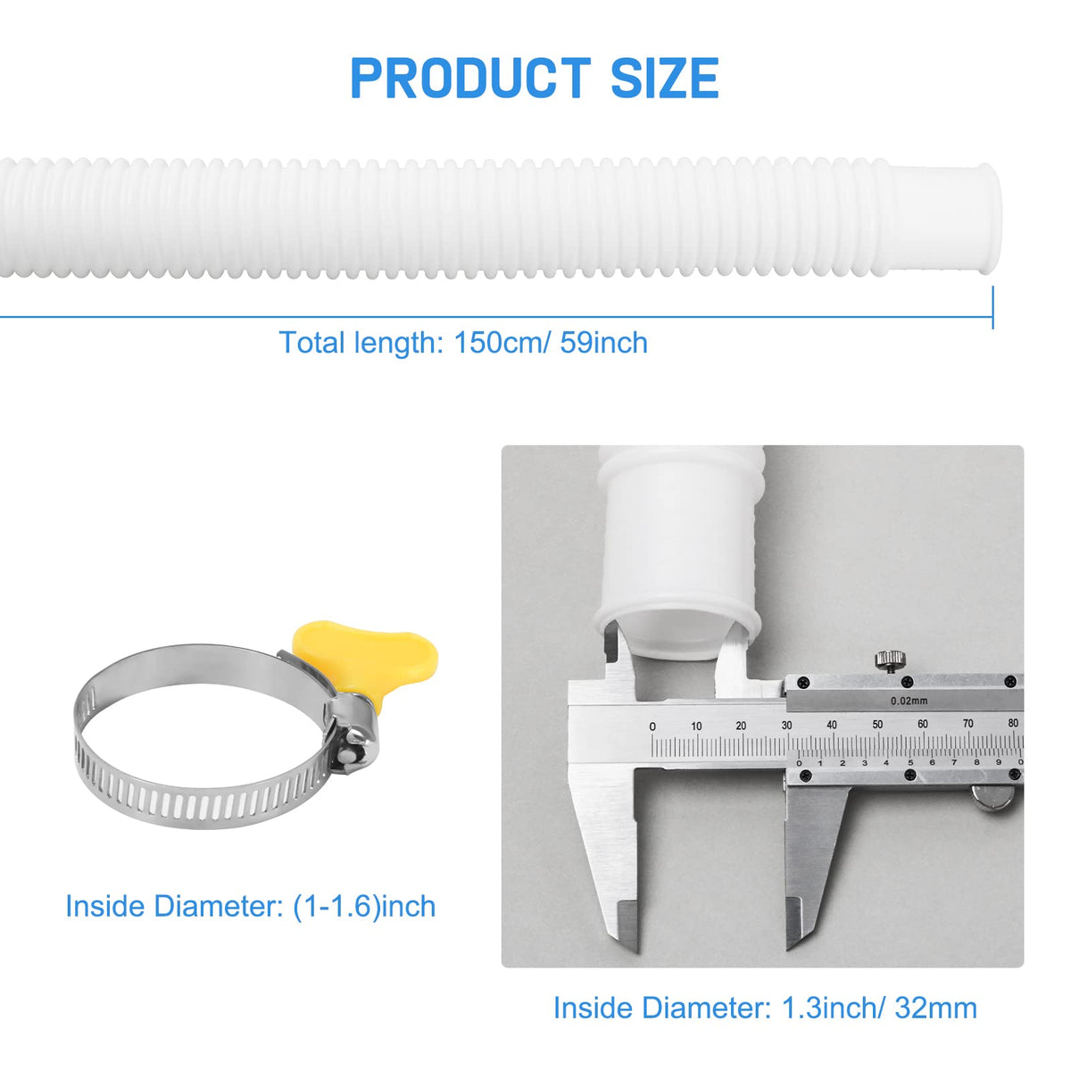 GUEQUITLEX pool hose 1.25 inch diameter designed for standard fittings