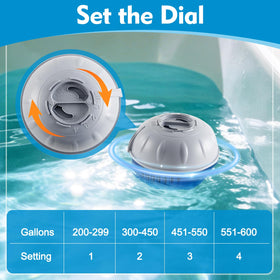 Guforio floating spa cartridge keeps tubs balanced and user-friendly.