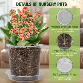 GUGEMEI clear nursery pot 8-inch for herbs and vegetables with drainage