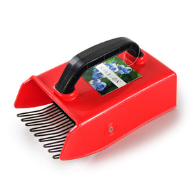 GUGULUZA berry picker with metallic scoop ready to harvest berries from bushes